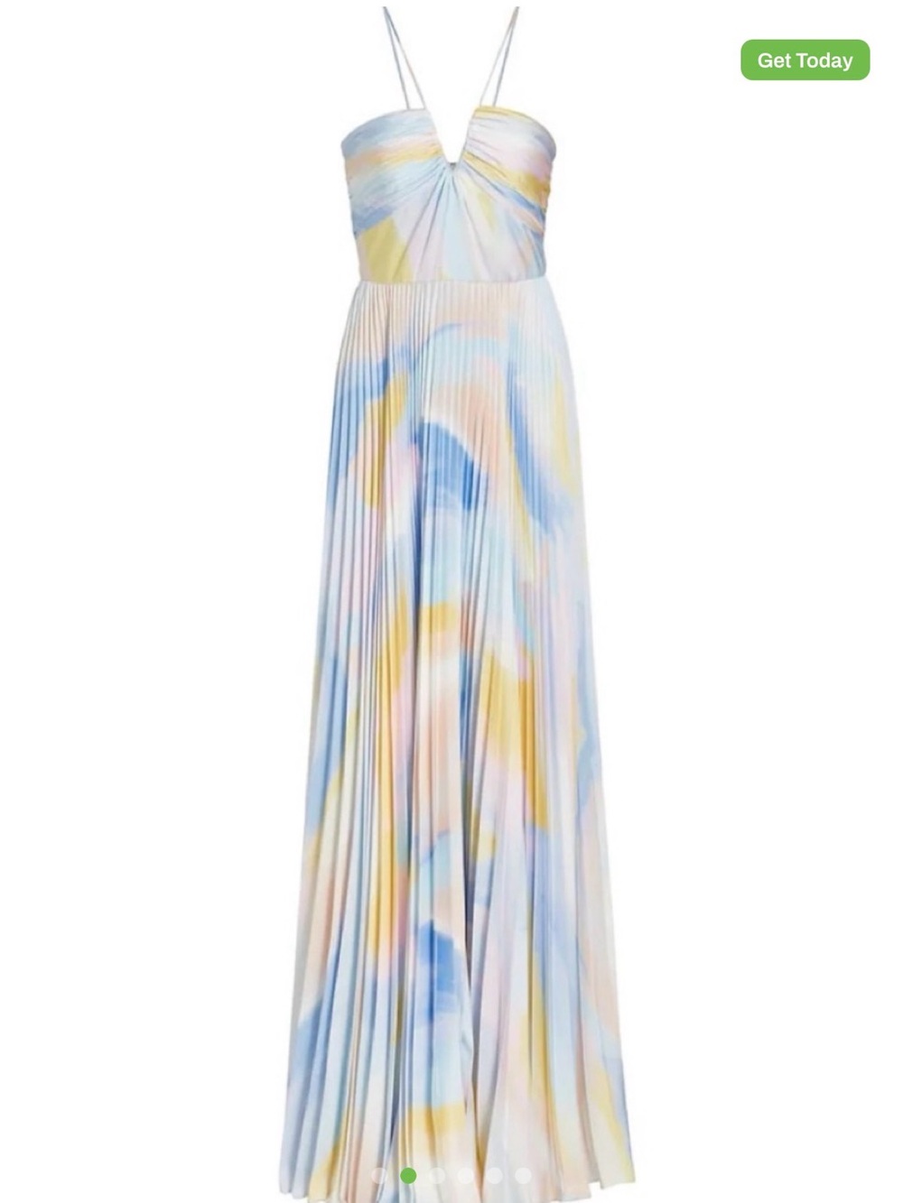 Monique Lhuillier Satin Charmeuse Pleated Floor-Length Dress - Picture 3 of 5